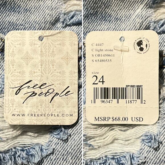 We The Free Shorts Blue Destroyed Button Fly Raw Hem 24 - Picture 6 of 14